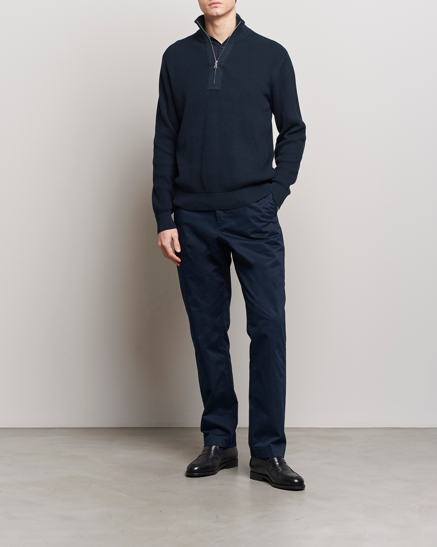 Herren | Pullover | J.Lindeberg | Alex Half Zip Organic Cotton Sweater Navy