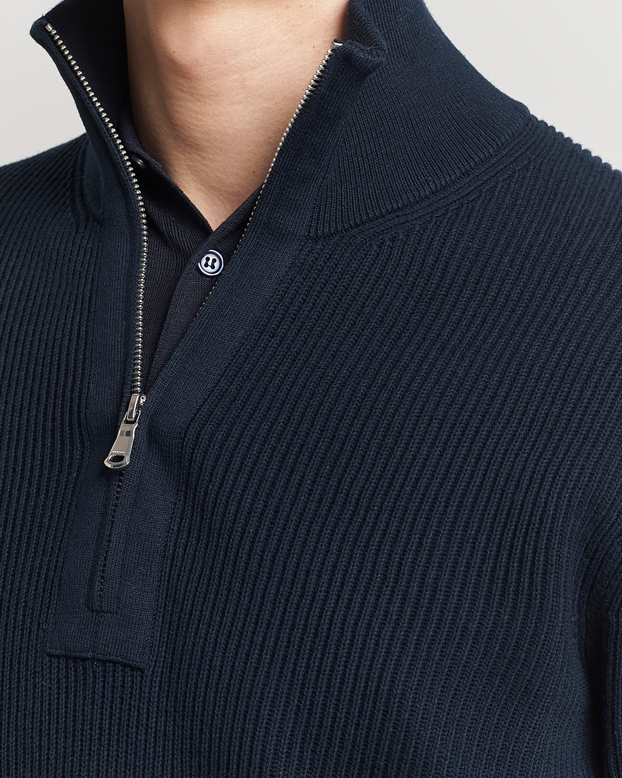 Herren | Pullover | J.Lindeberg | Alex Half Zip Organic Cotton Sweater Navy