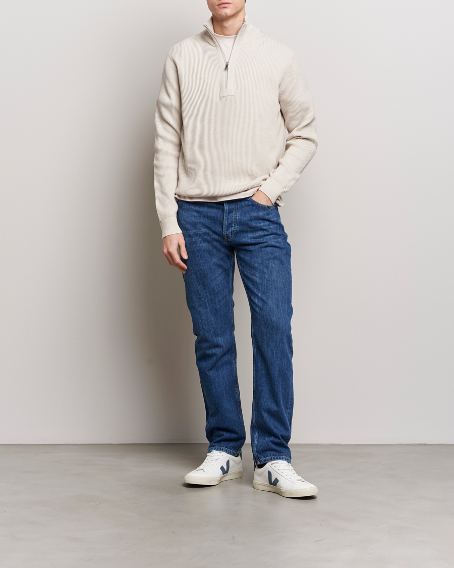 Herren | Pullover | J.Lindeberg | Alex Half Zip Organic Cotton Sweater Moonbeam