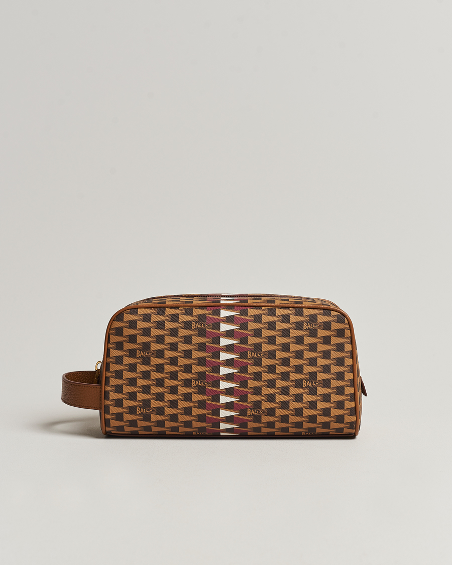 Herren | Bally Pennant Monogram Leather Washbag Brown | Bally | Pennant Monogram Leather Washbag Brown