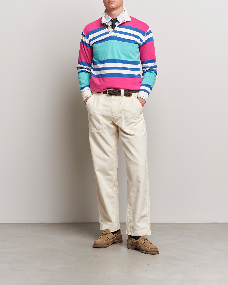 Herren | Pullover | Drake's | Long Sleeve Stripe Rugby Shirt Multi