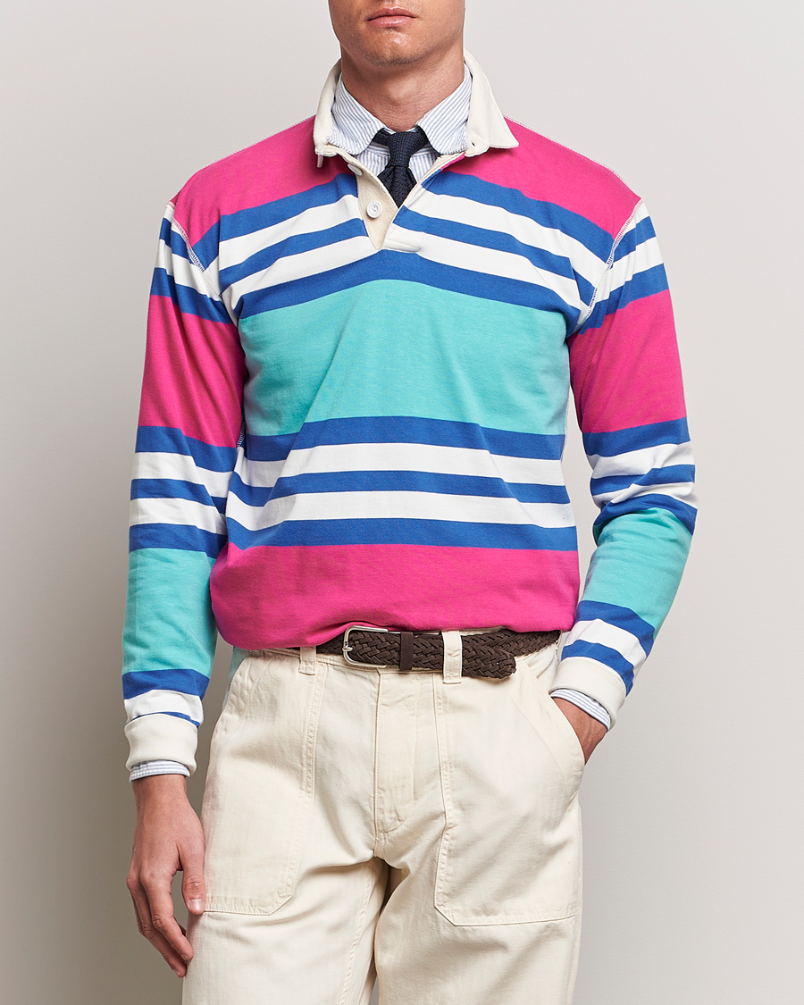 Herren | Drake's | Drake\'s | Long Sleeve Stripe Rugby Shirt Multi