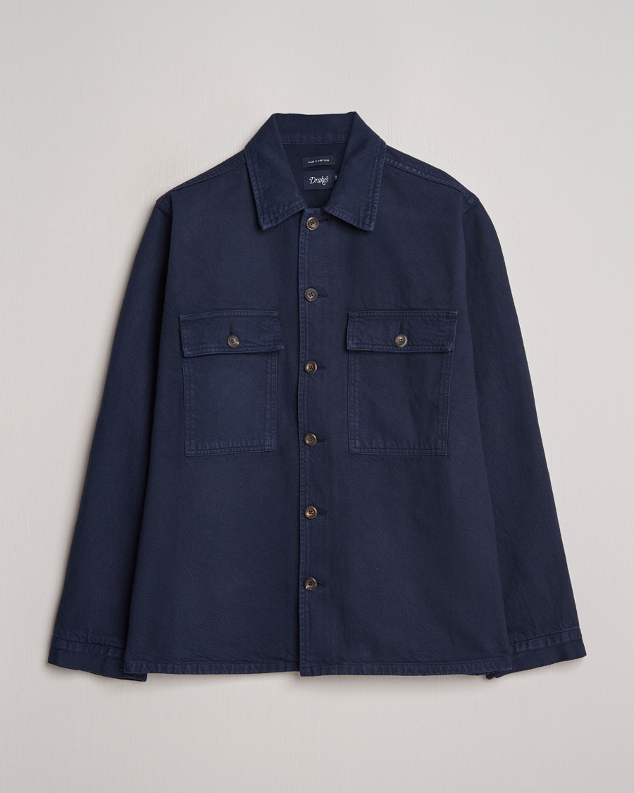 Herren | Hemden | Drake's | Cotton Field Shirt Navy
