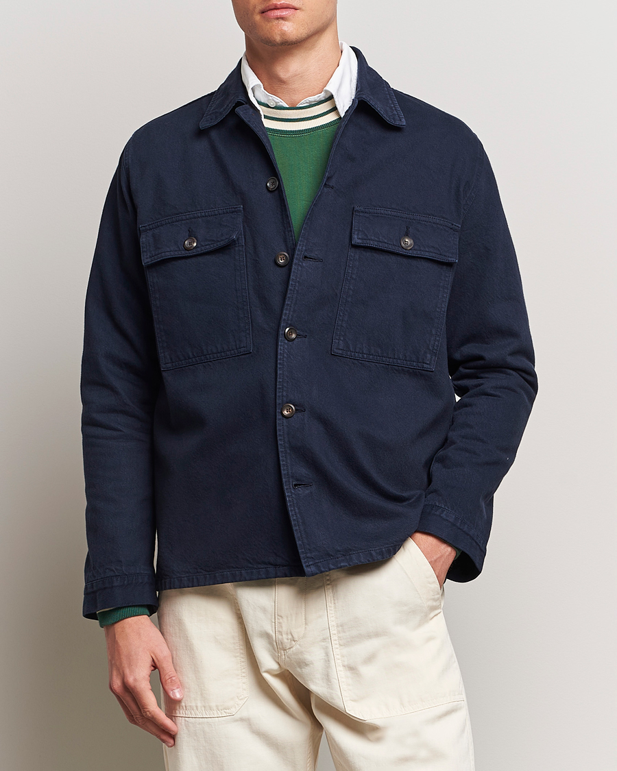 Herren | Hemden | Drake's | Cotton Field Shirt Navy