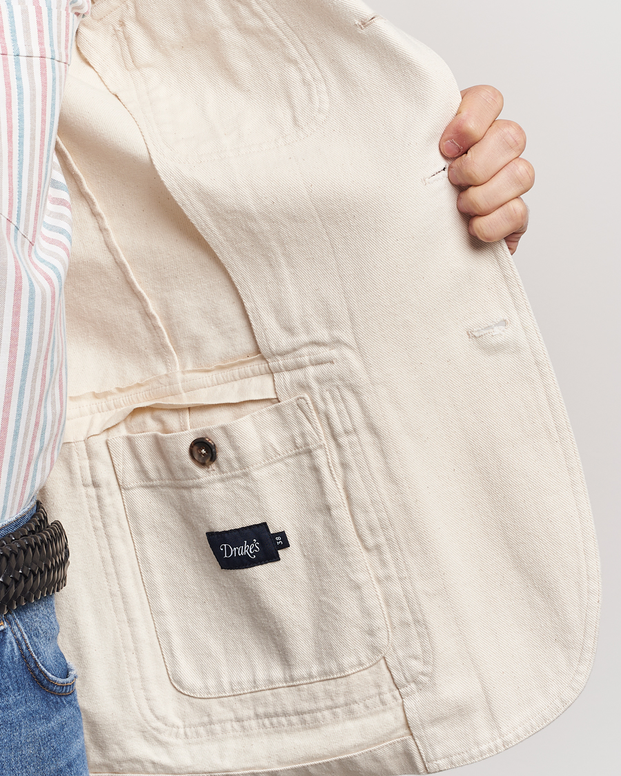 Herren | Sakkos | Drake's | MKIV Denim Games Blazer Ecru