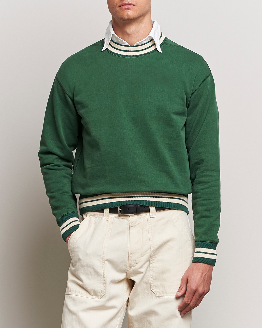 Herren | Pullover | Drake's | Striped Rib Sweatshirt Green