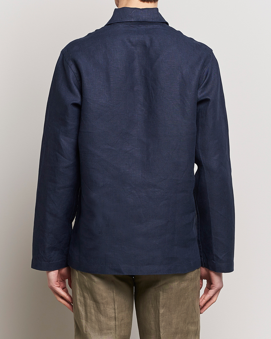 Herren | Hemden | Drake's | Marine Linen Smock Navy