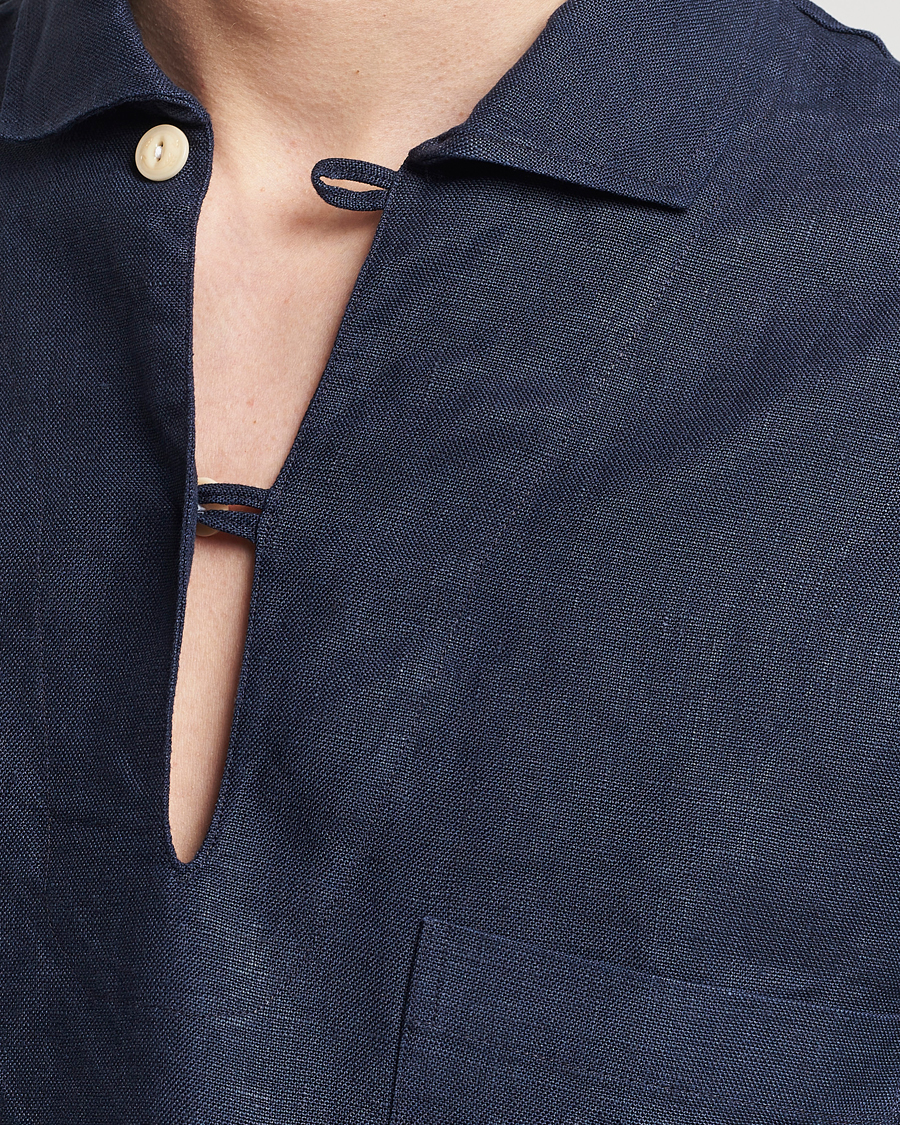 Herren | Hemden | Drake's | Marine Linen Smock Navy