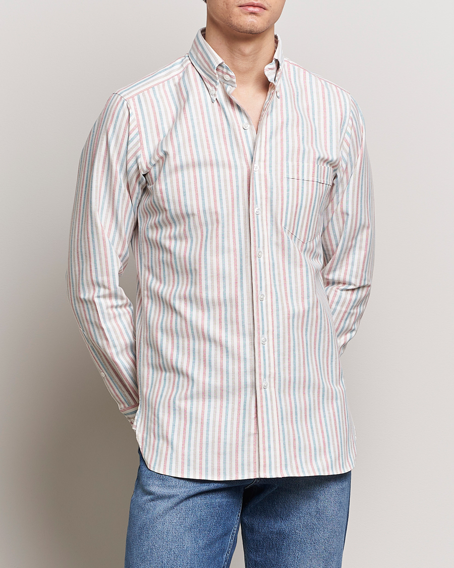 Herren | Kategorie | Drake's | Thin Tripple Stripe Oxford Shirt White