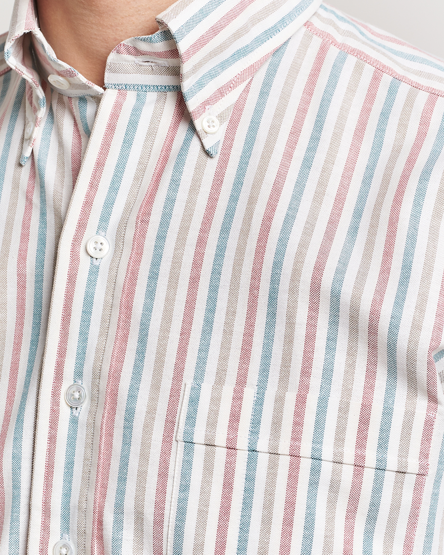 Herren | Hemden | Drake's | Thin Tripple Stripe Oxford Shirt White