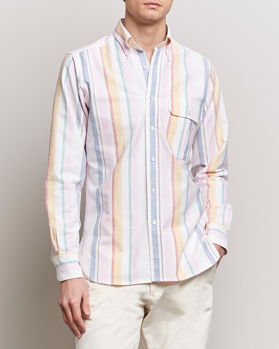 Men | Oxford Shirts | Drake\'s | Multi Stripe Oxford Shirt Multi