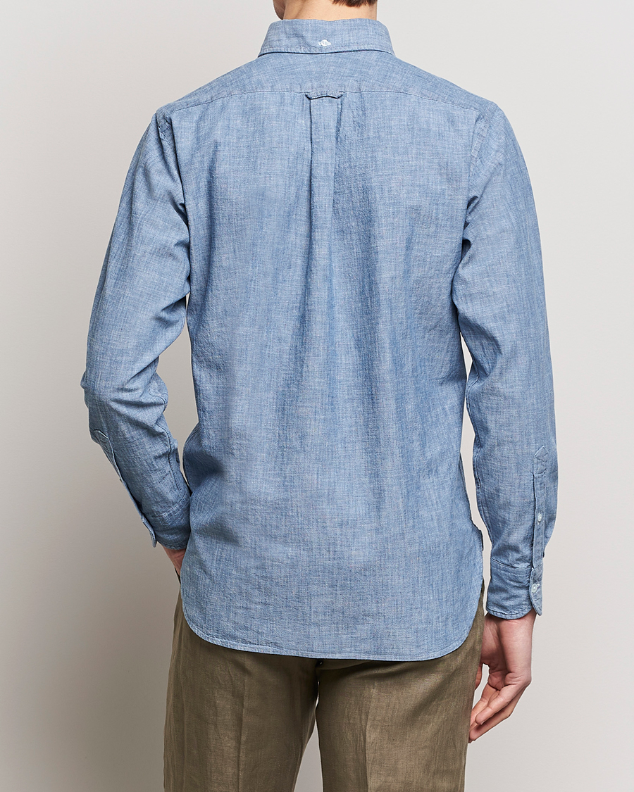 Herren | Hemden | Drake's | Chambray Popover Work Shirt Blue