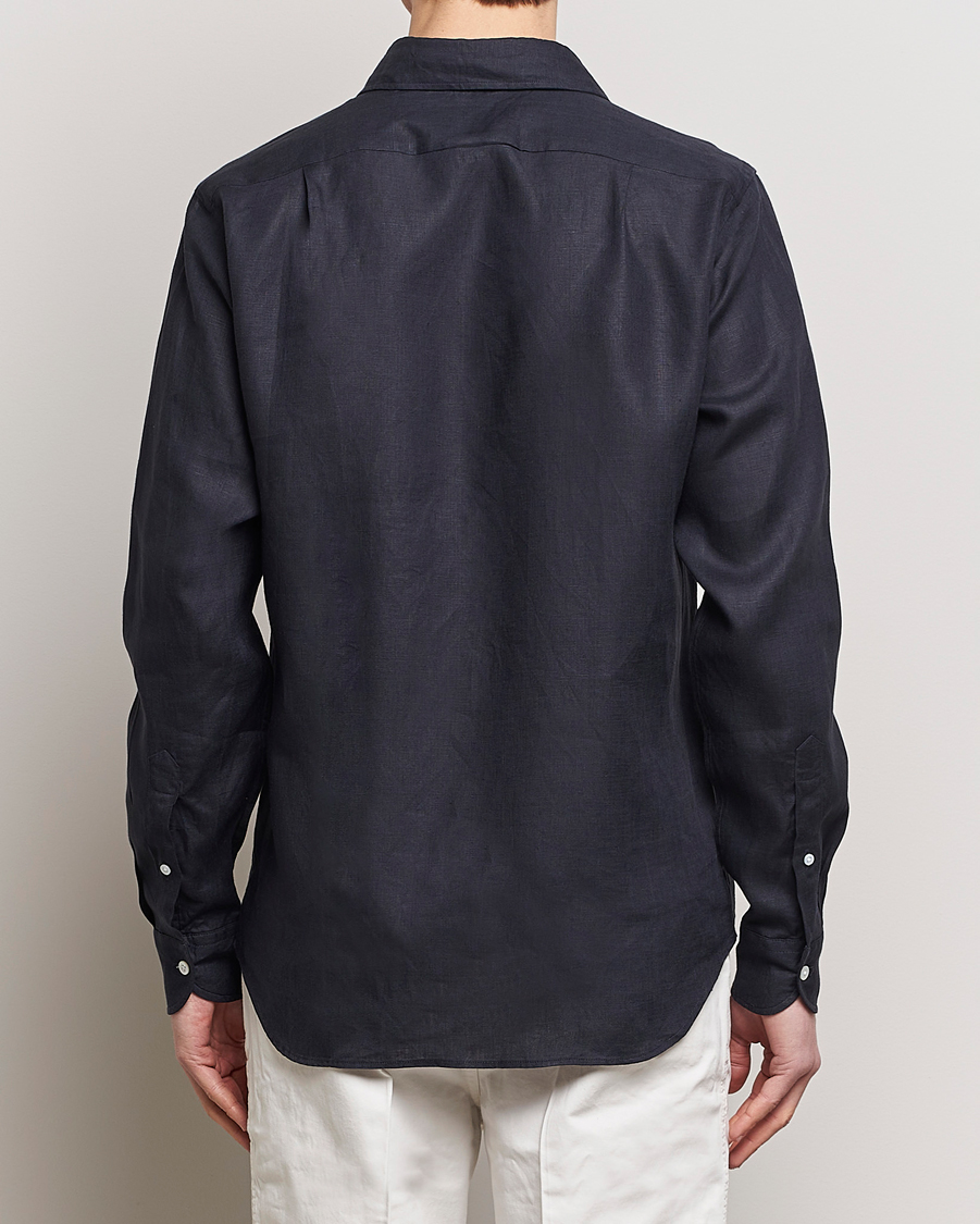 Herren | Hemden | Drake's | Linen Summer Shirt Navy