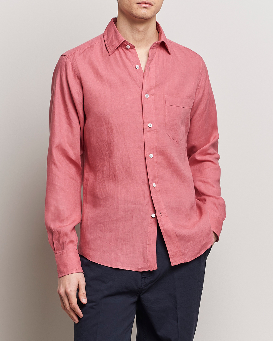 Herren | Hemden | Drake's | Linen Summer Shirt Pink