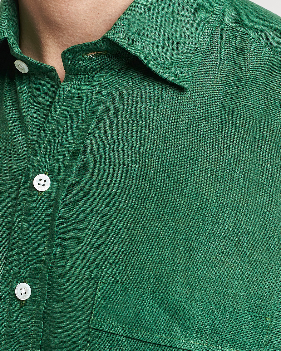 Herren | Hemden | Drake's | Linen Summer Shirt Green