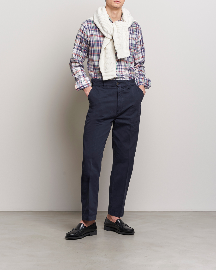 Herren | Hosen | Drake's | Flat Front Cotton Chino Navy