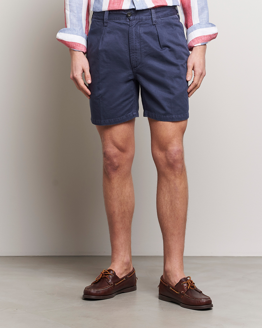 Herren | Shorts | Drake's | Cotton Twill Chino Shorts Washed Navy