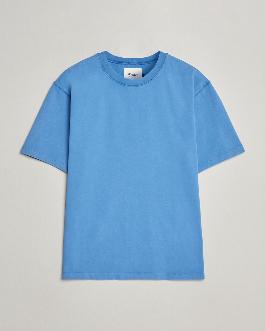 Herren | T-Shirts | Drake's | Washed Hiking T-Shirt French Blue
