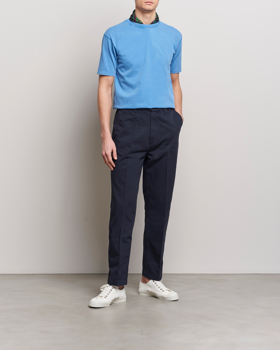 Herren | T-Shirts | Drake's | Washed Hiking T-Shirt French Blue