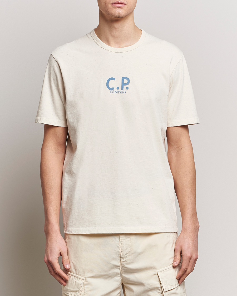 Herren | T-Shirts | C.P. Company | Short Sleeve Jersey Guscette Logo T-Shirt Natural