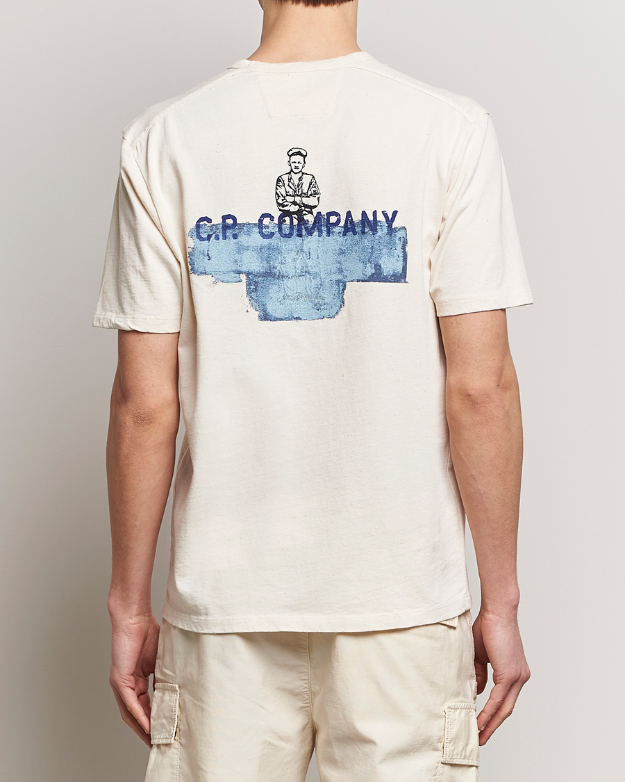 Herren | T-Shirts | C.P. Company | Short Sleeve Jersey Guscette Logo T-Shirt Natural