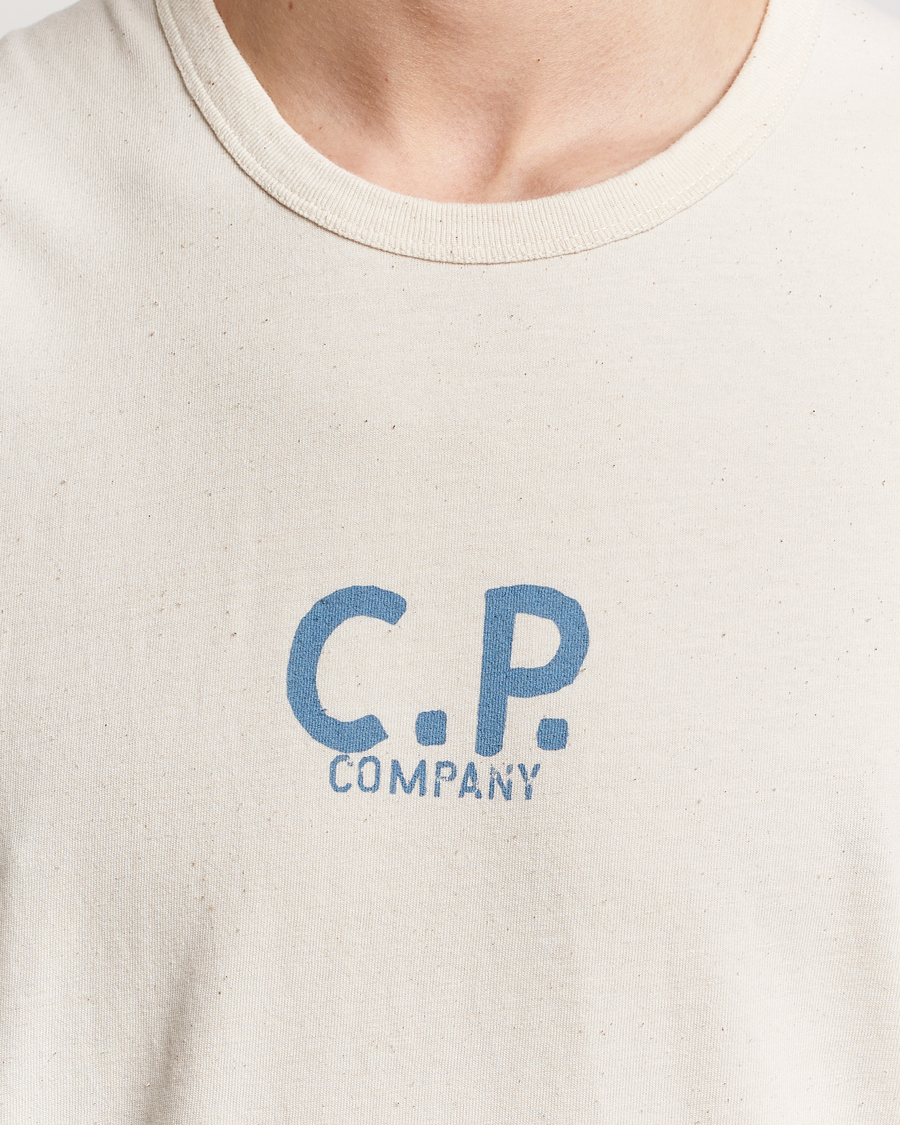 Herren | T-Shirts | C.P. Company | Short Sleeve Jersey Guscette Logo T-Shirt Natural