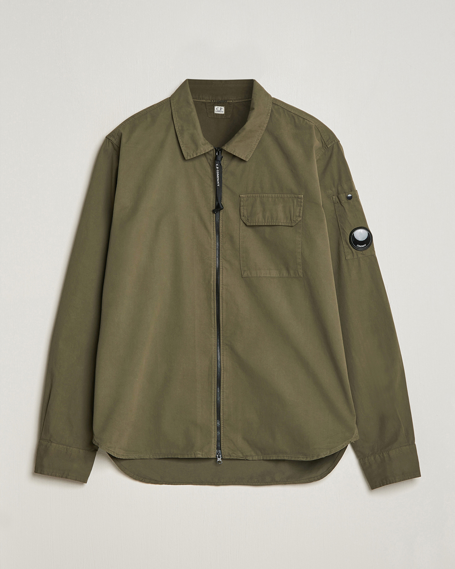 Herren | Hemden | C.P. Company | Garment Dyed Gabardine Zip Shirt Jacket Army