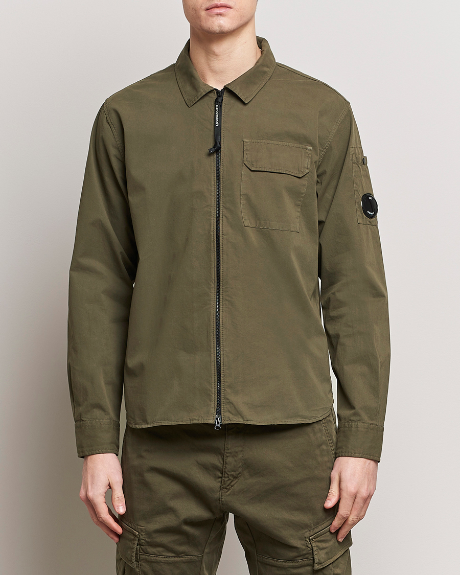 Herren | An overshirt occasion | C.P. Company | Garment Dyed Gabardine Zip Shirt Jacket Army