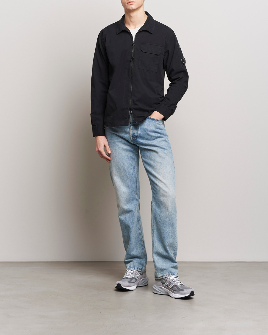 Herren | Hemden | C.P. Company | Garment Dyed Gabardine Zip Shirt Jacket Black
