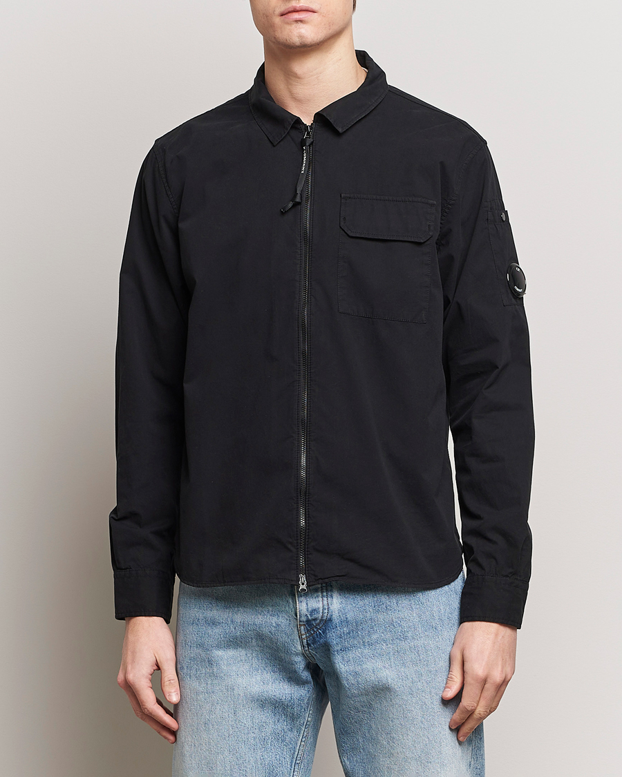 Herren | Hemden | C.P. Company | Garment Dyed Gabardine Zip Shirt Jacket Black
