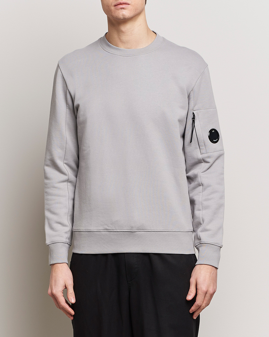 Herren | Graue Sweatshirts | C.P. Company | Diagonal Raised Fleece Lens Sweatshirt Light Grey