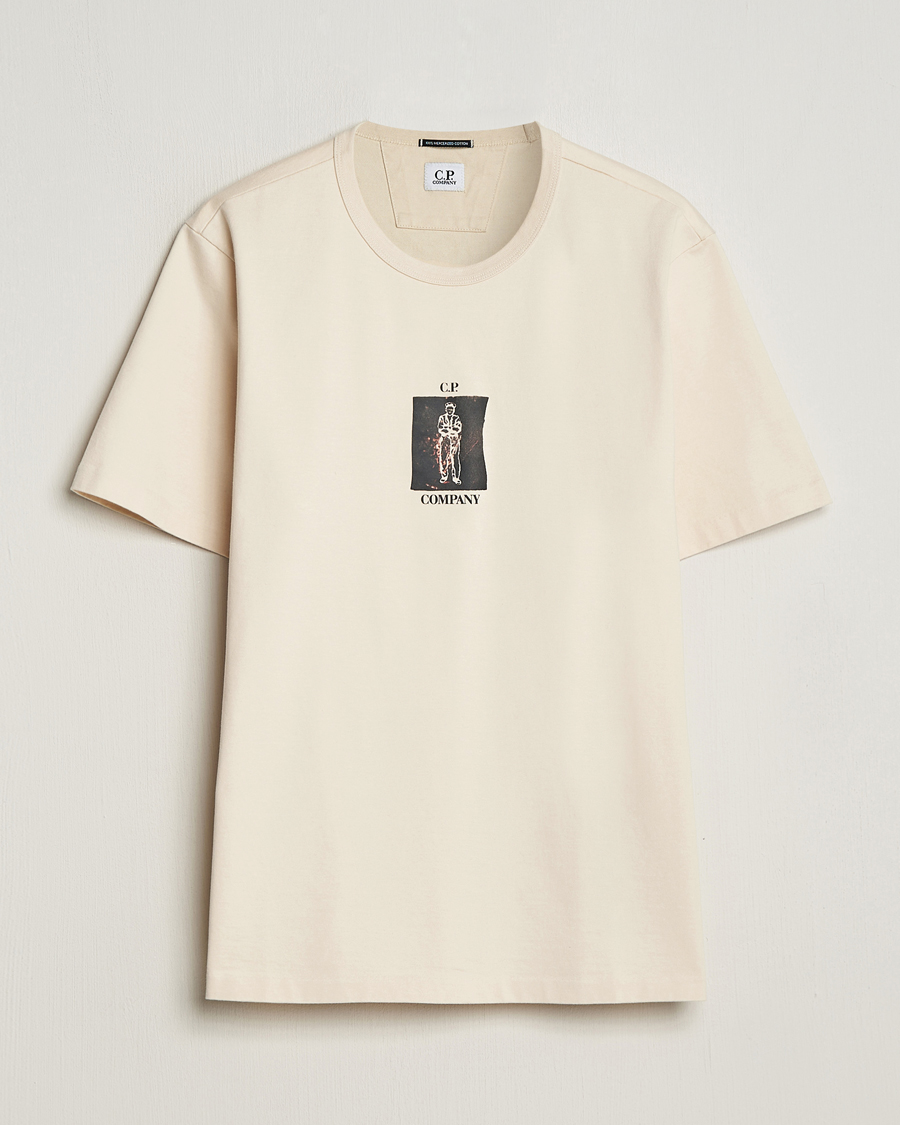 Herren | T-Shirts | C.P. Company | Mercerized Heavy Cotton Back Logo T-Shirt Ecru