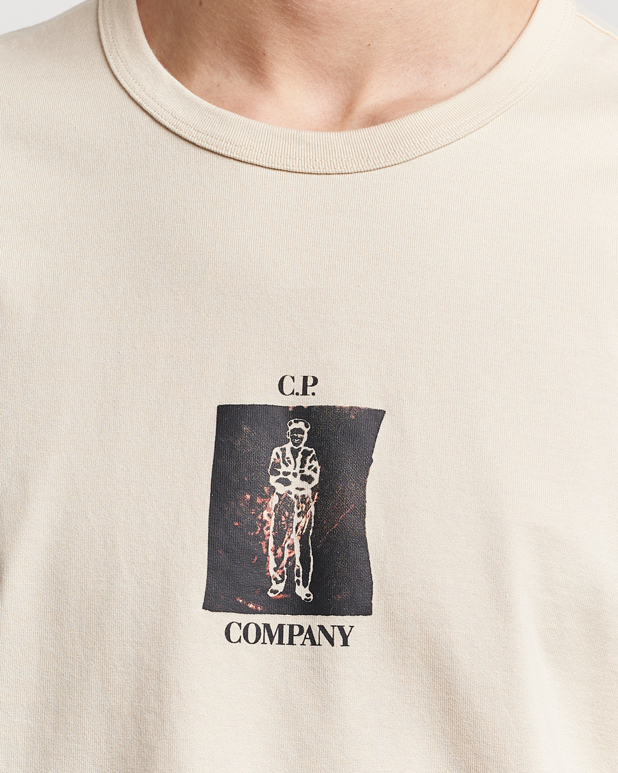 Herren | T-Shirts | C.P. Company | Mercerized Heavy Cotton Back Logo T-Shirt Ecru