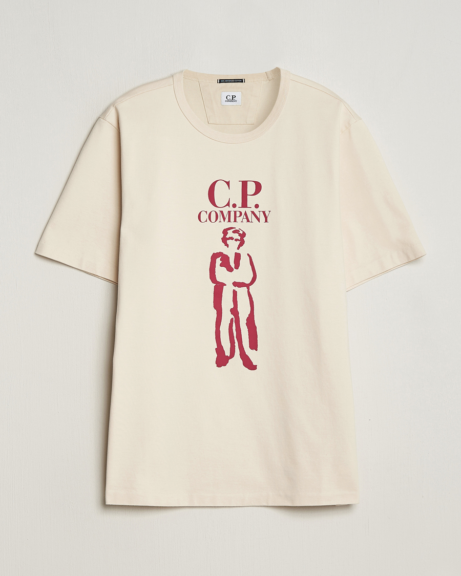 Herren | T-Shirts | C.P. Company | Mercerized Heavy Cotton Logo T-Shirt Ecru