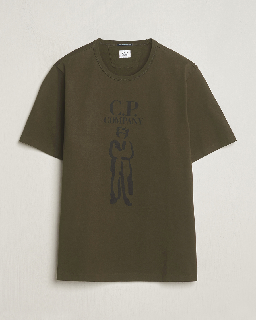Herren | T-Shirts | C.P. Company | Mercerized Heavy Cotton Logo T-Shirt Army