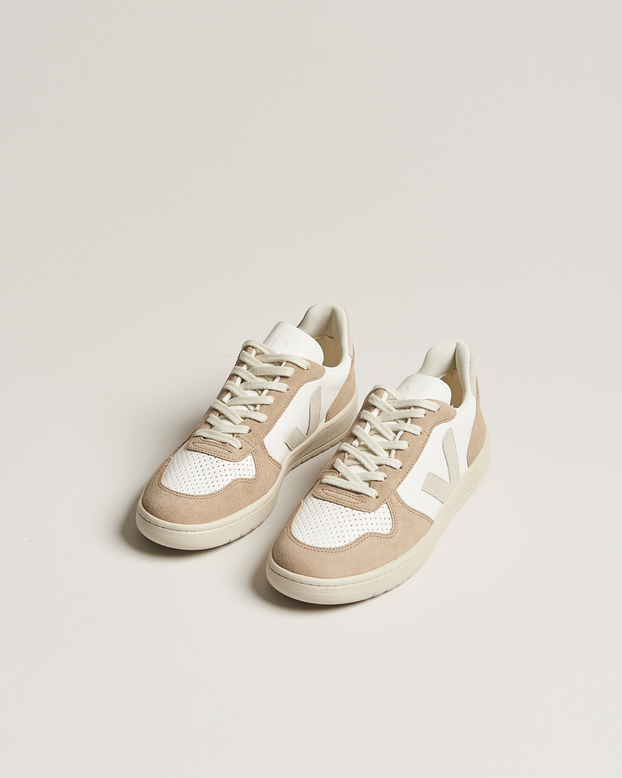 Herren | Weiße Sneakers | Veja | V-10 Chromefree Leather Extra White/Natural Sahara
