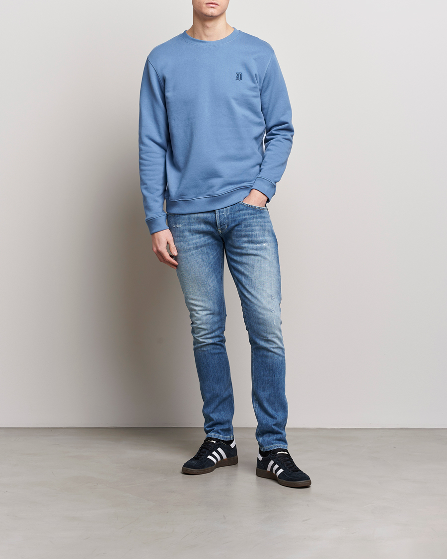 Herren | Pullover | Dondup | Loco Crew Neck Sweatshirt Washed Blue