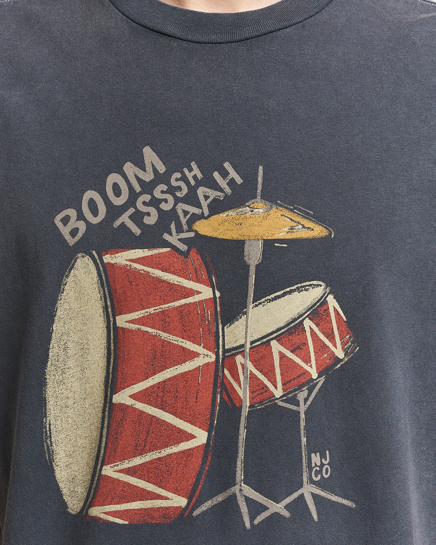 Herren | T-Shirts | Nudie Jeans | Koffe Printed Crew Neck T-Shirt Antracite