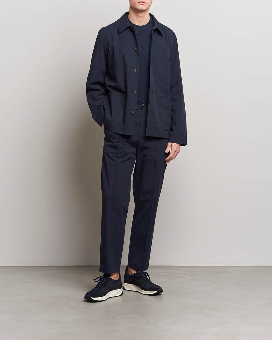 Herren | Hosen | A.P.C. | Joaquin Seersucker Drawstring Trousers Dark Navy