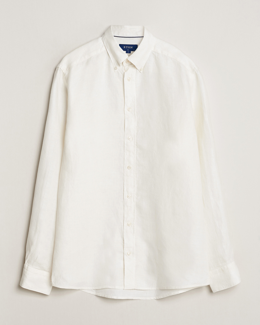 Herren | Hemden | Eton | Slim Fit Linen Button Down Shirt White