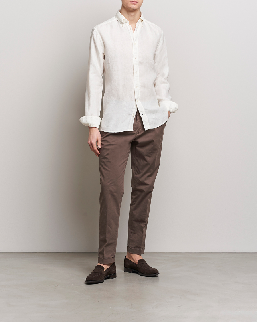 Herren | Hemden | Eton | Slim Fit Linen Button Down Shirt White