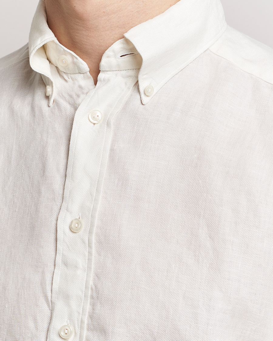 Herren | Hemden | Eton | Slim Fit Linen Button Down Shirt White