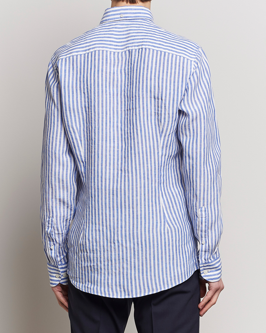 Herren | Hemden | Eton | Slim Fit Striped Linen Shirt Blue/White