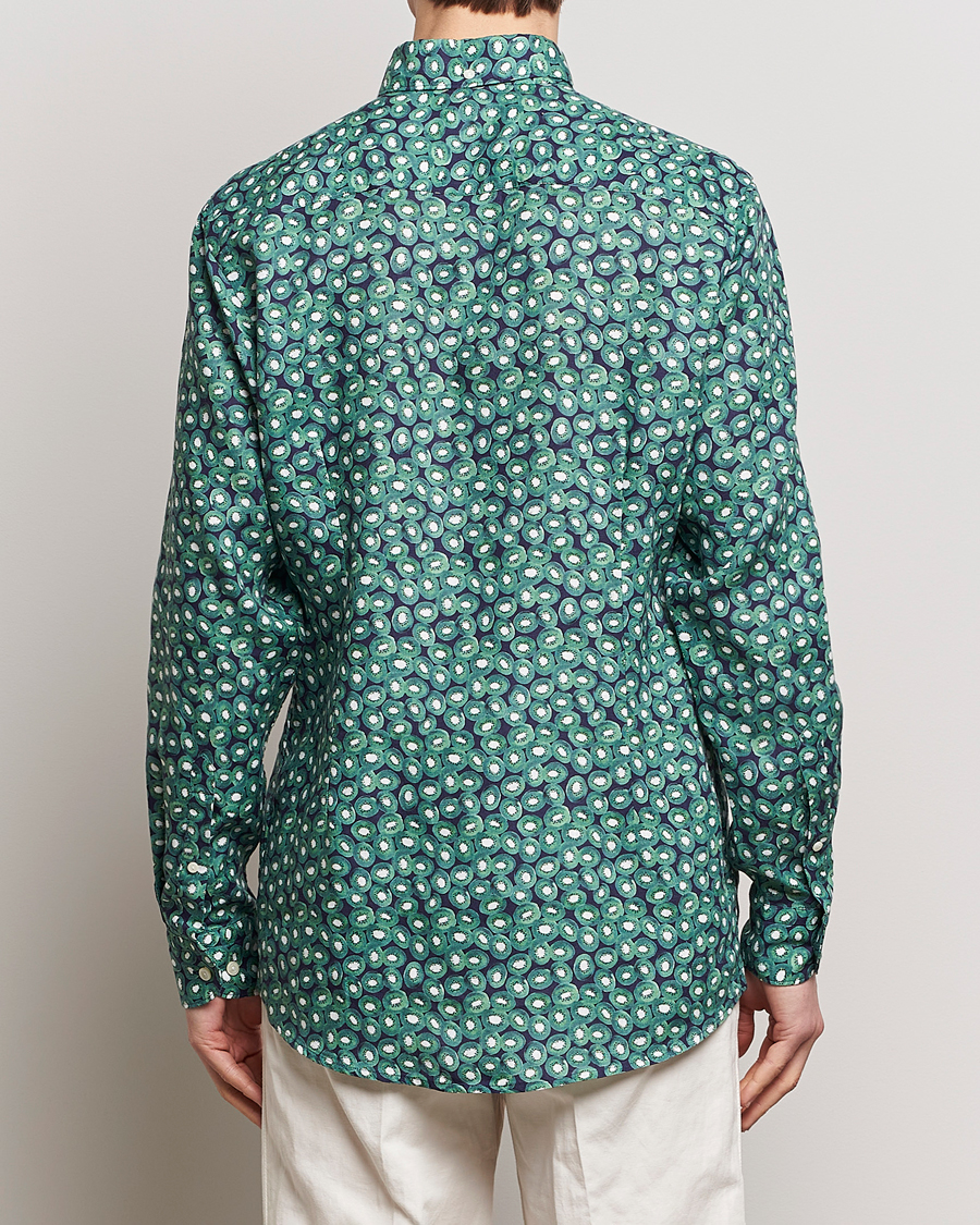 Herren | Hemden | Eton | Contemporary Fit Printed Linen Shirt Green Kiwi