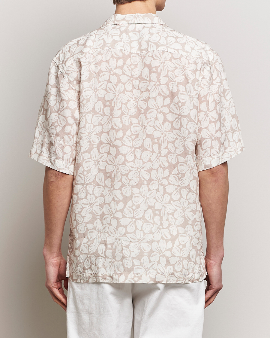 Herren | Hemden | Eton | Printed Floral Linen Resort Shirt Beige