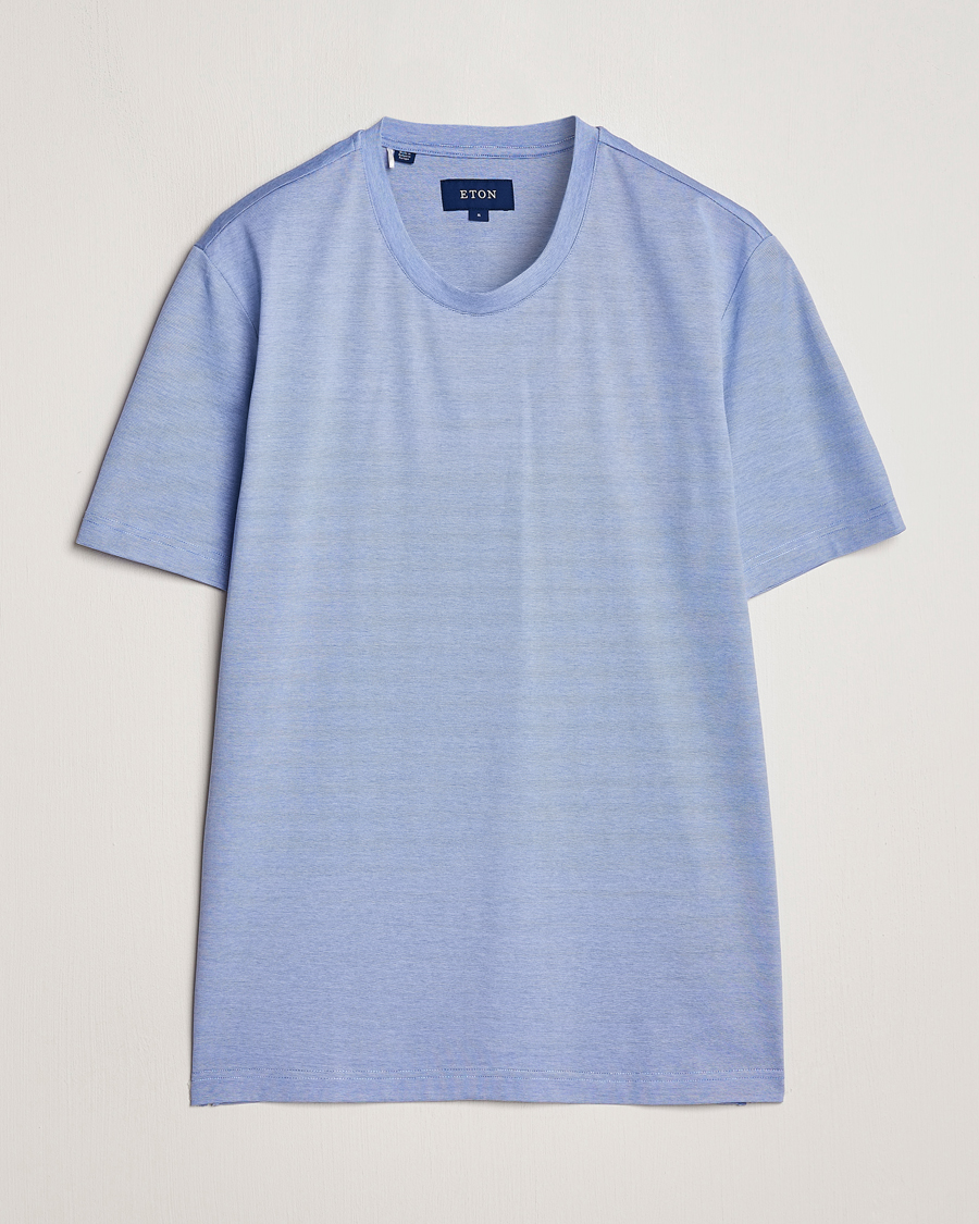 Herren | T-Shirts | Eton | Mercerized Jersey Crew Neck T-Shirt Mid Blue