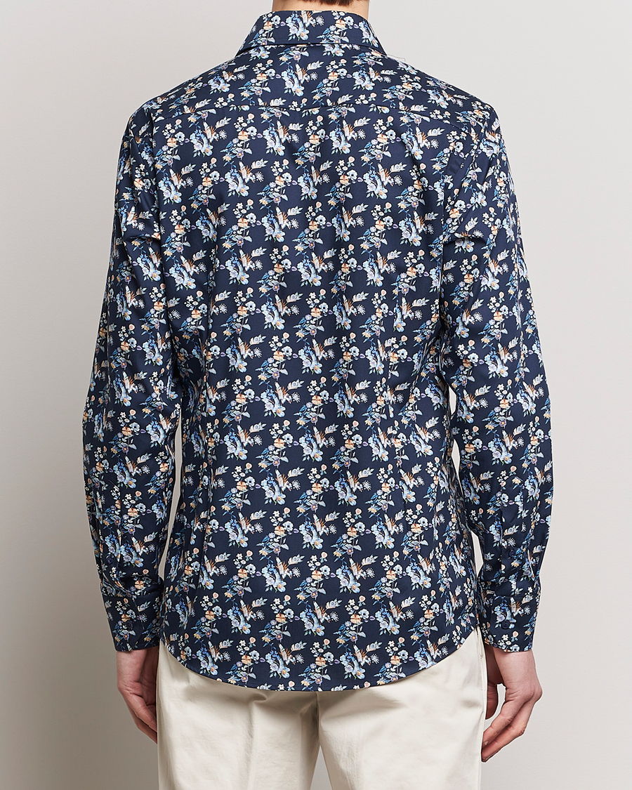 Herren | Hemden | Eton | Slim Fit Twill Printed Flower Shirt Navy Blue