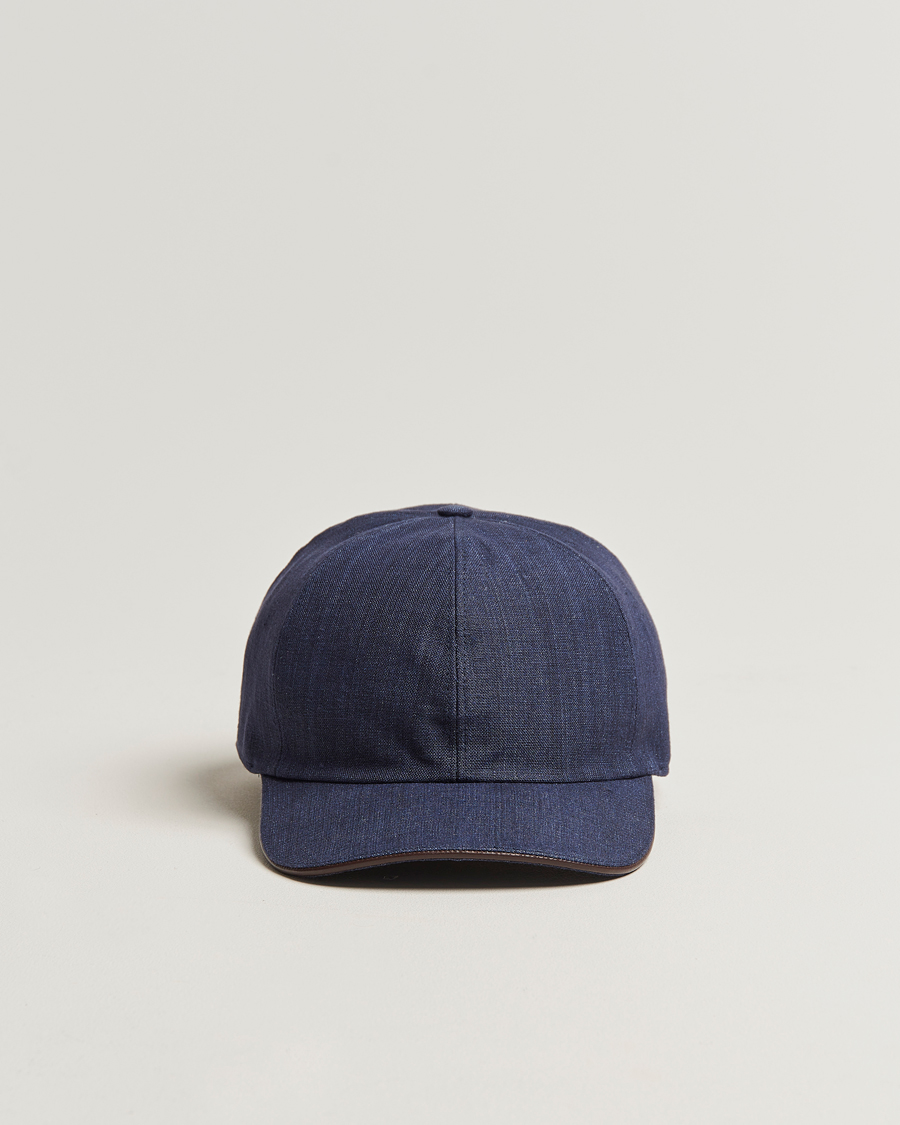 Herren | Eton Solid Linen Cap Navy Blue | Eton | Solid Linen Cap Navy Blue