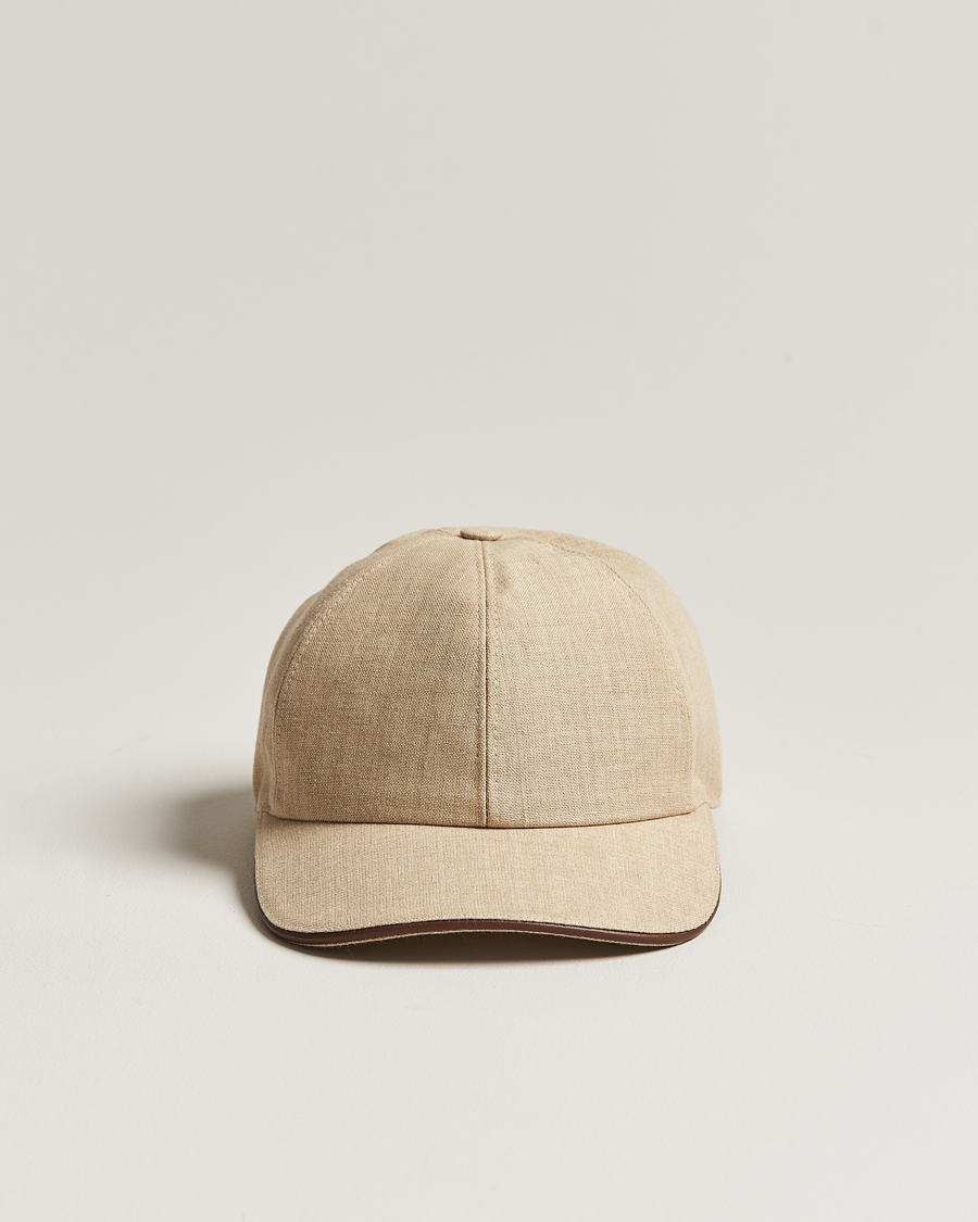 Herren | Eton Solid Linen Cap Beige | Eton | Solid Linen Cap Beige