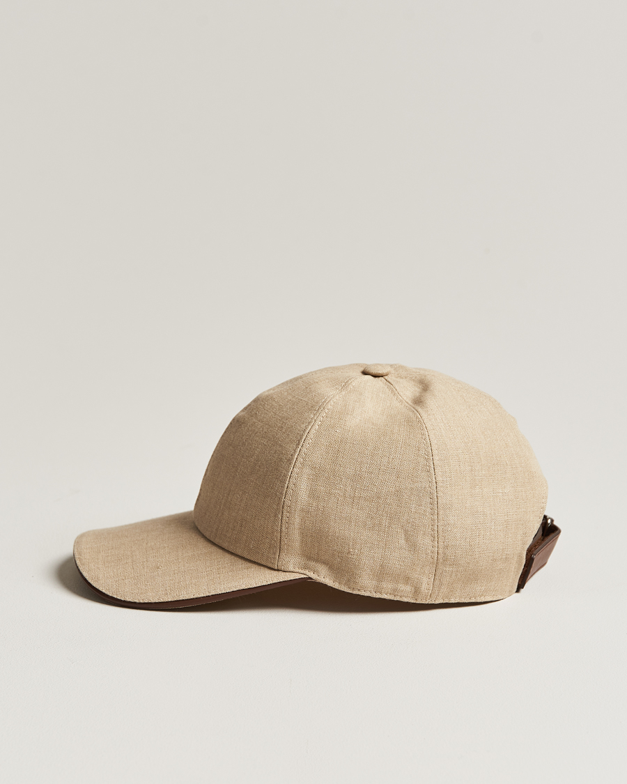 Herren | Eton Solid Linen Cap Beige | Eton | Solid Linen Cap Beige